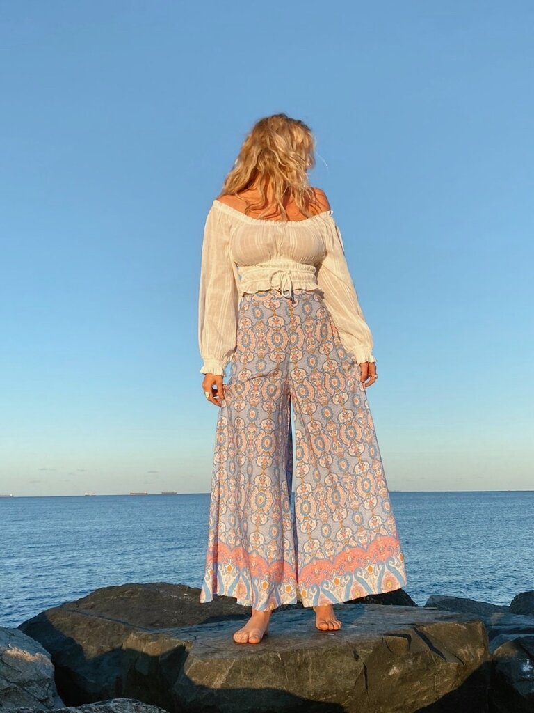 Honey & Stone Co PIPPA  PANT- MOSAIC MAZE BLUE