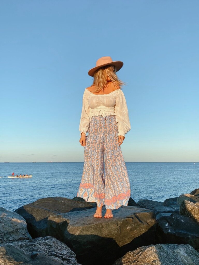 Honey & Stone Co PIPPA  PANT- MOSAIC MAZE BLUE