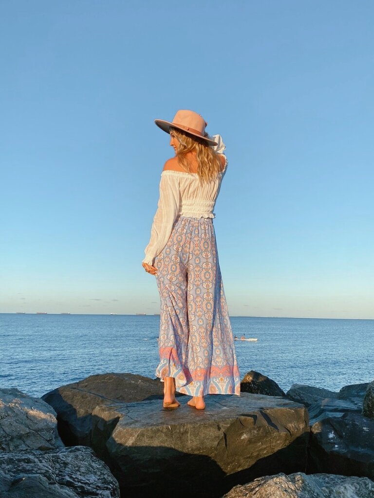 Honey & Stone Co PIPPA  PANT- MOSAIC MAZE BLUE