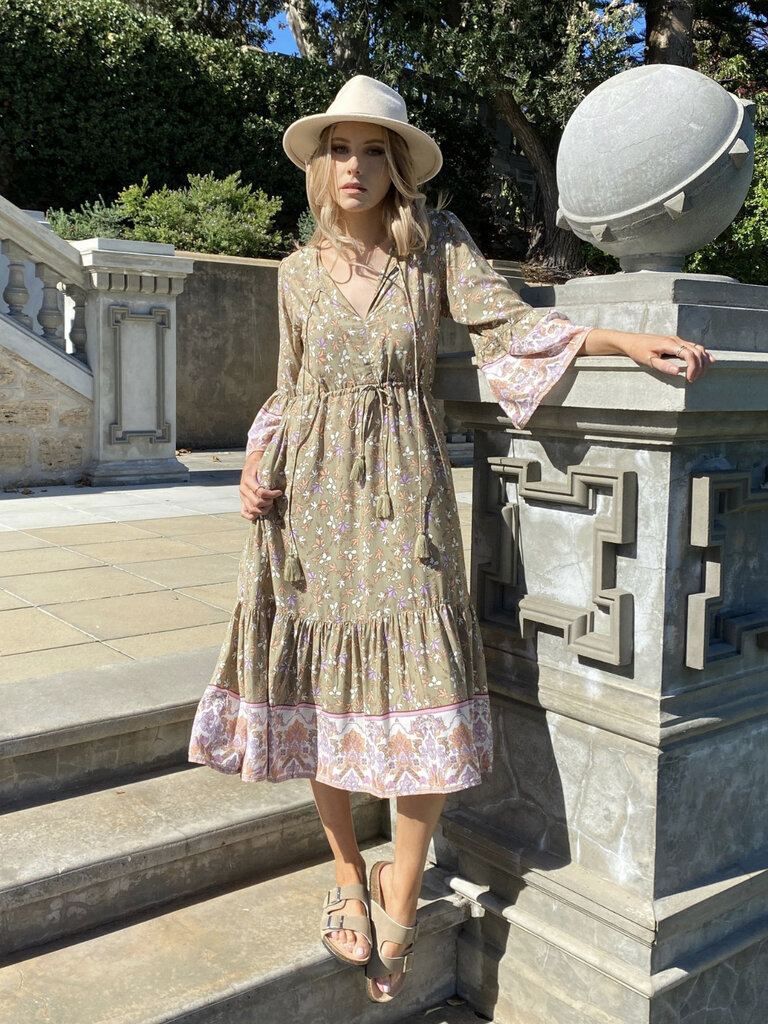 Honey & Stone Co WILLOW MAXI DRESS- MAPLE LEAF SAGE