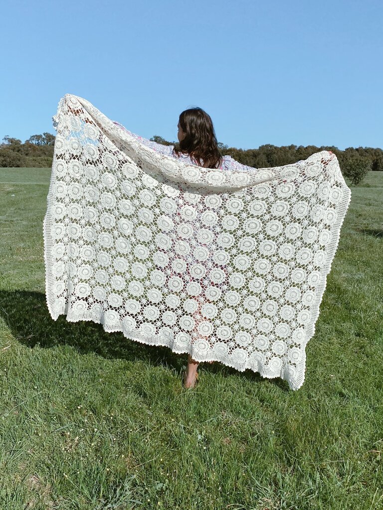 Naked Gypsy BOHO CROCHET DOILY THROW RUG
