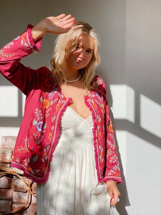 Cienna HARTA EMBROIDERED  BOHO JACKET- WINE Cienna HARTA EMBROIDERED  BOHO JACKET- WINE