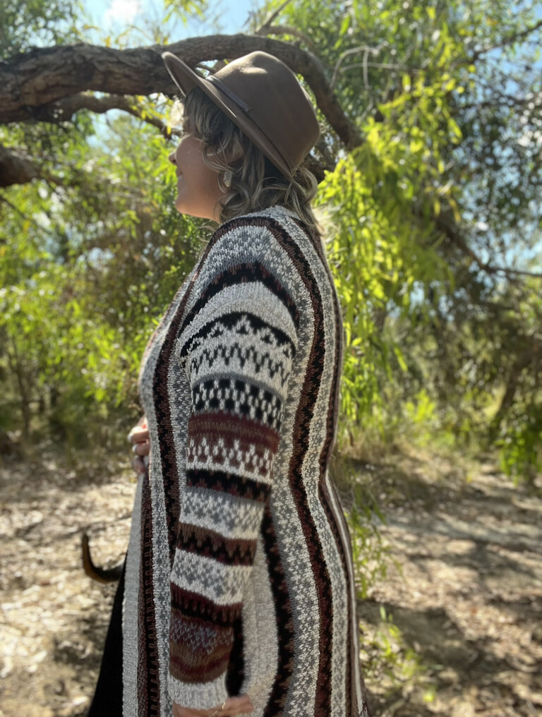 DAWN NAVY BROWN KNIT CARDIGAN