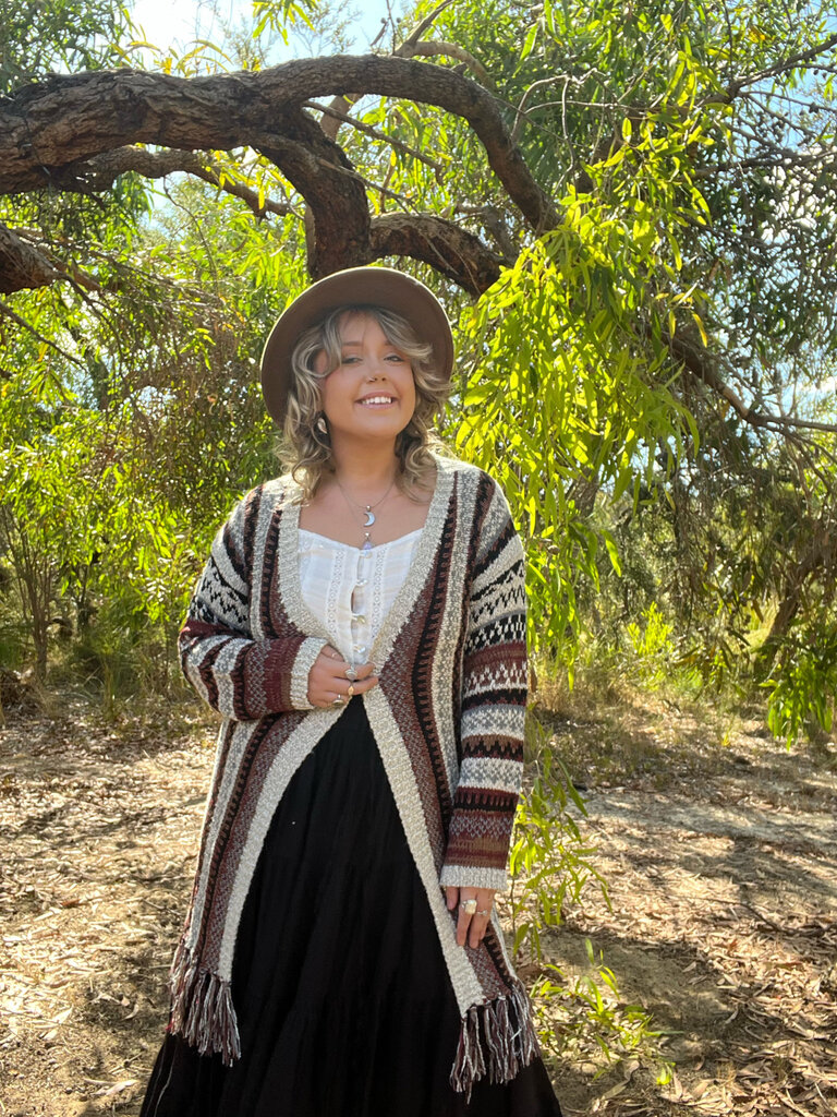 DAWN NAVY BROWN KNIT CARDIGAN