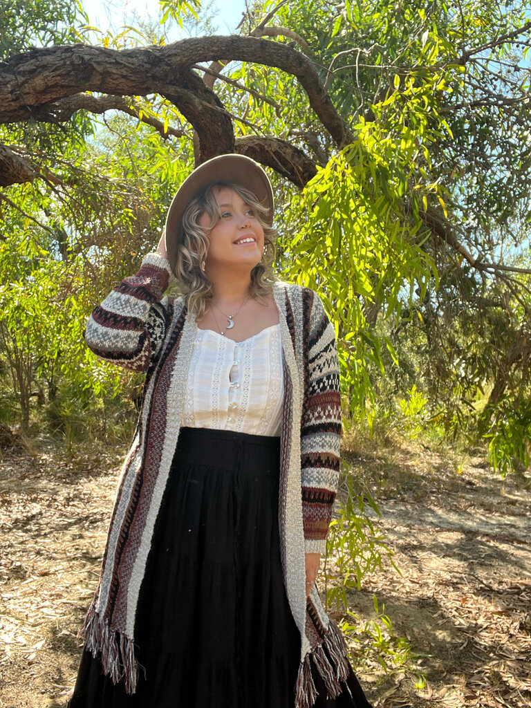 DAWN NAVY BROWN KNIT CARDIGAN