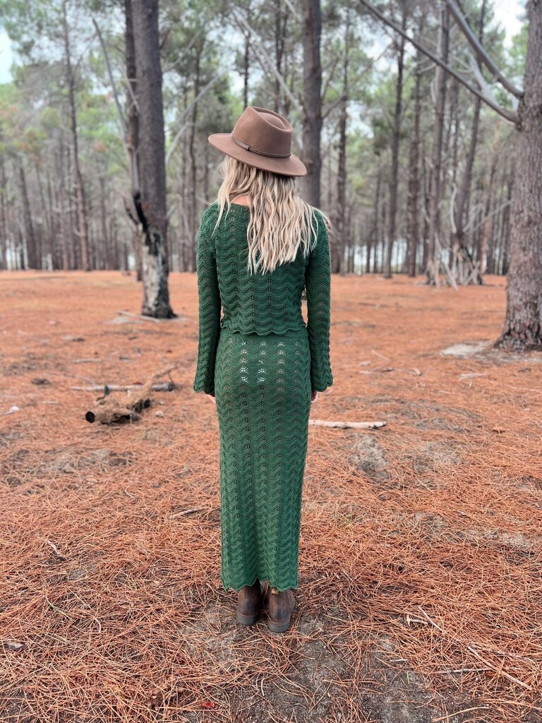 Salty Bright BELLA CROCHET OLIVE MAXI SKIRT