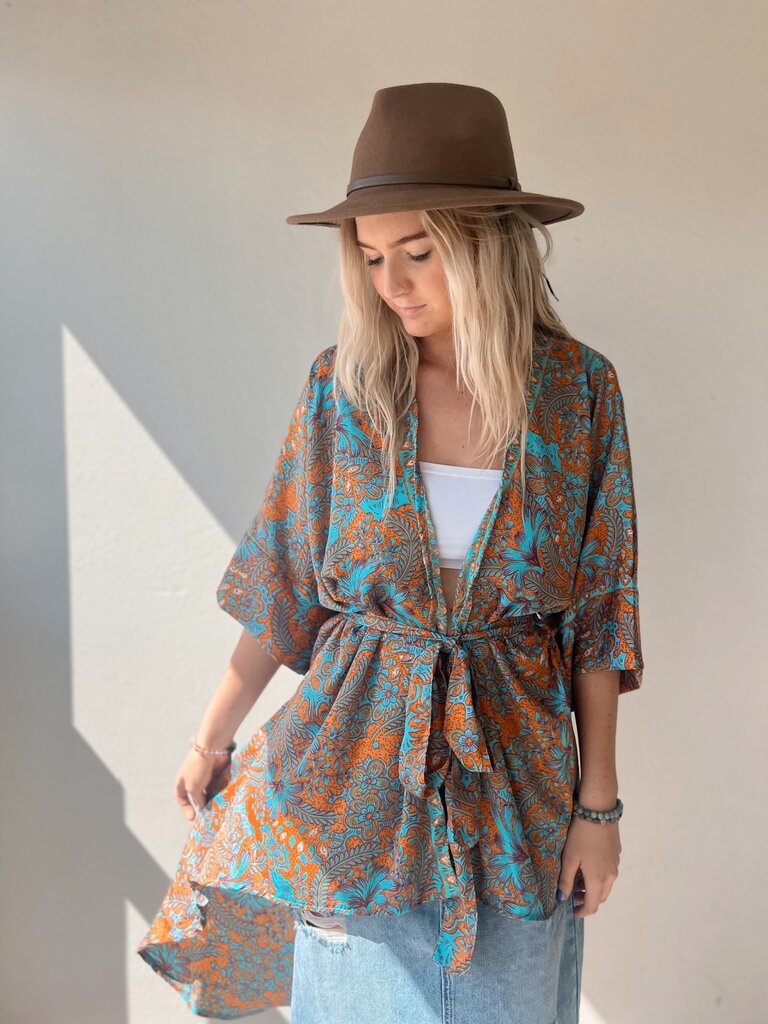 Naked Gypsy ORANGE AADILA MIDI KIMONO