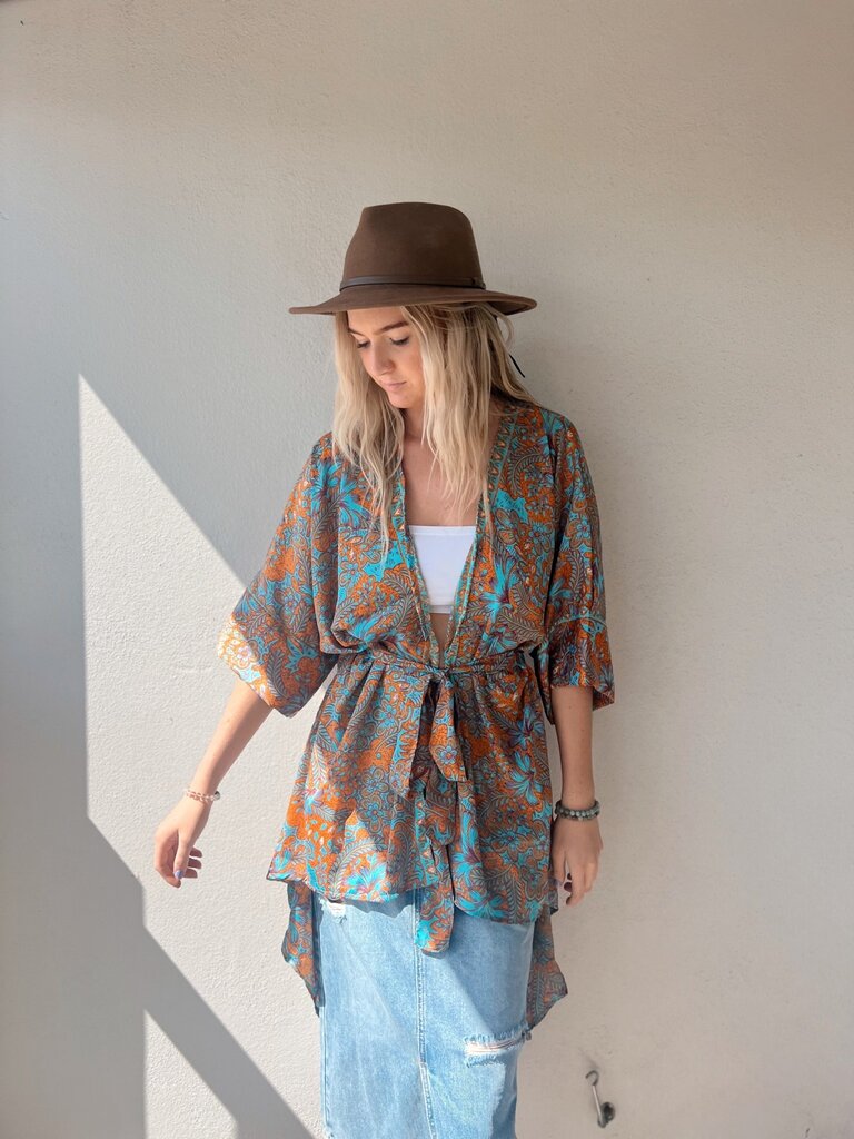 Naked Gypsy ORANGE AADILA MIDI KIMONO