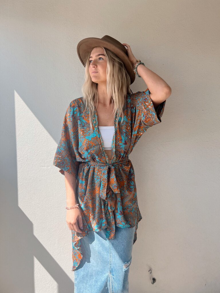 Naked Gypsy ORANGE AADILA MIDI KIMONO