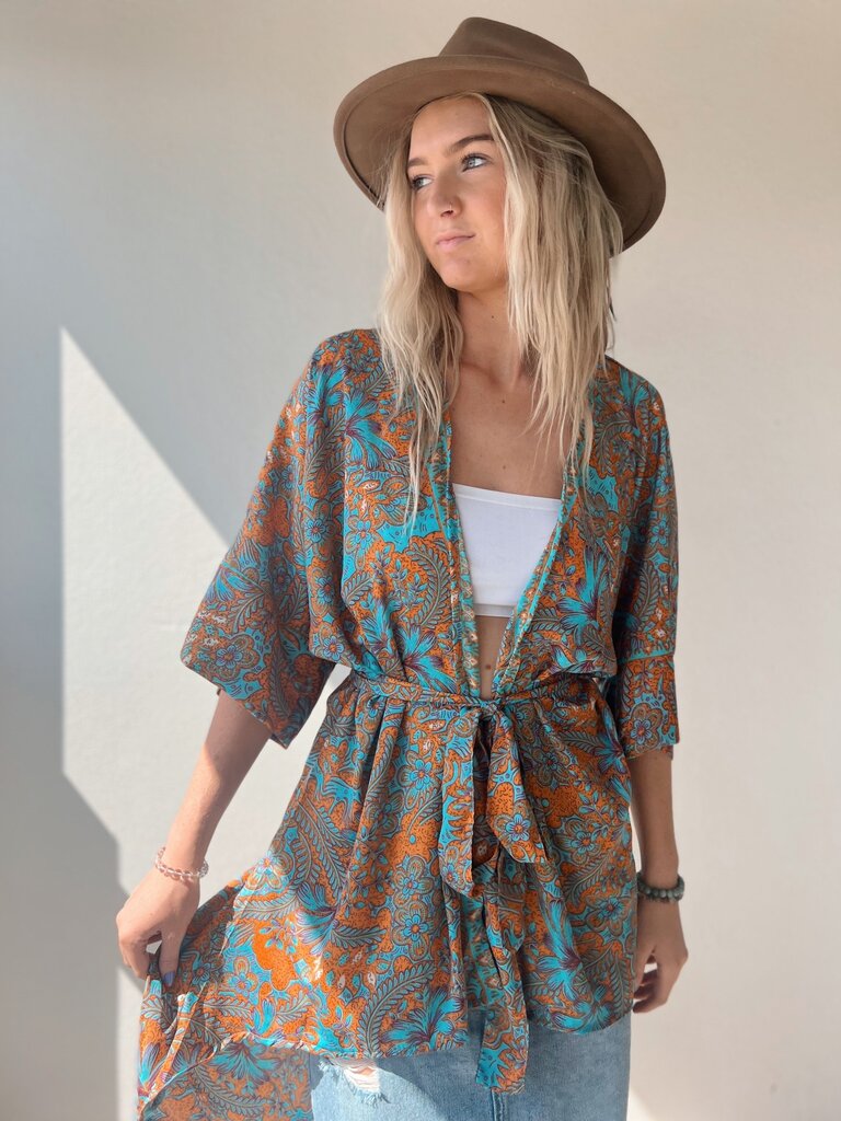 Naked Gypsy ORANGE AADILA MIDI KIMONO