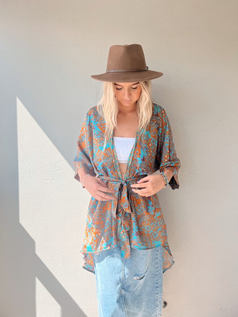 Naked Gypsy ORANGE AADILA MIDI KIMONO