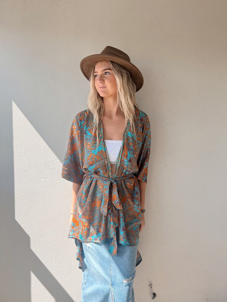 Naked Gypsy ORANGE AADILA MIDI KIMONO