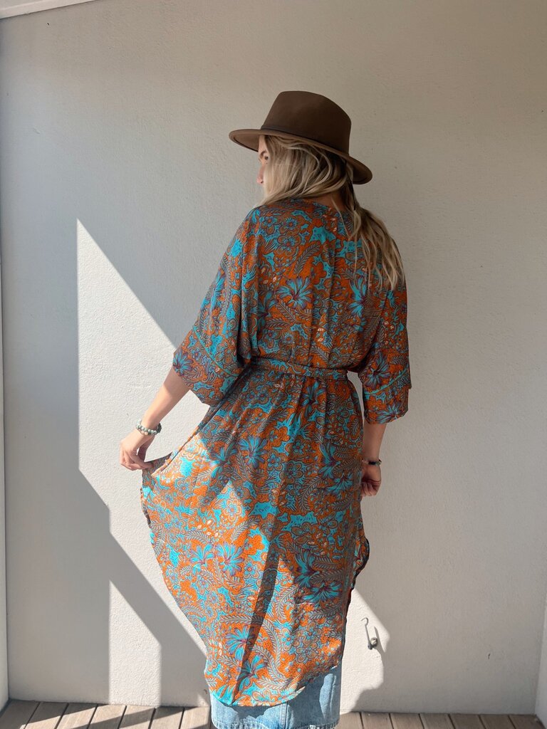 Naked Gypsy ORANGE AADILA MIDI KIMONO