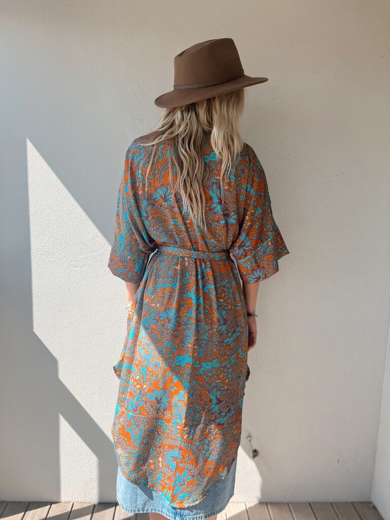 Naked Gypsy ORANGE AADILA MIDI KIMONO