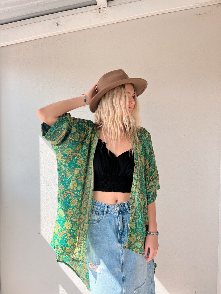 Naked Gypsy GREEN AADILA MIDI KIMONO