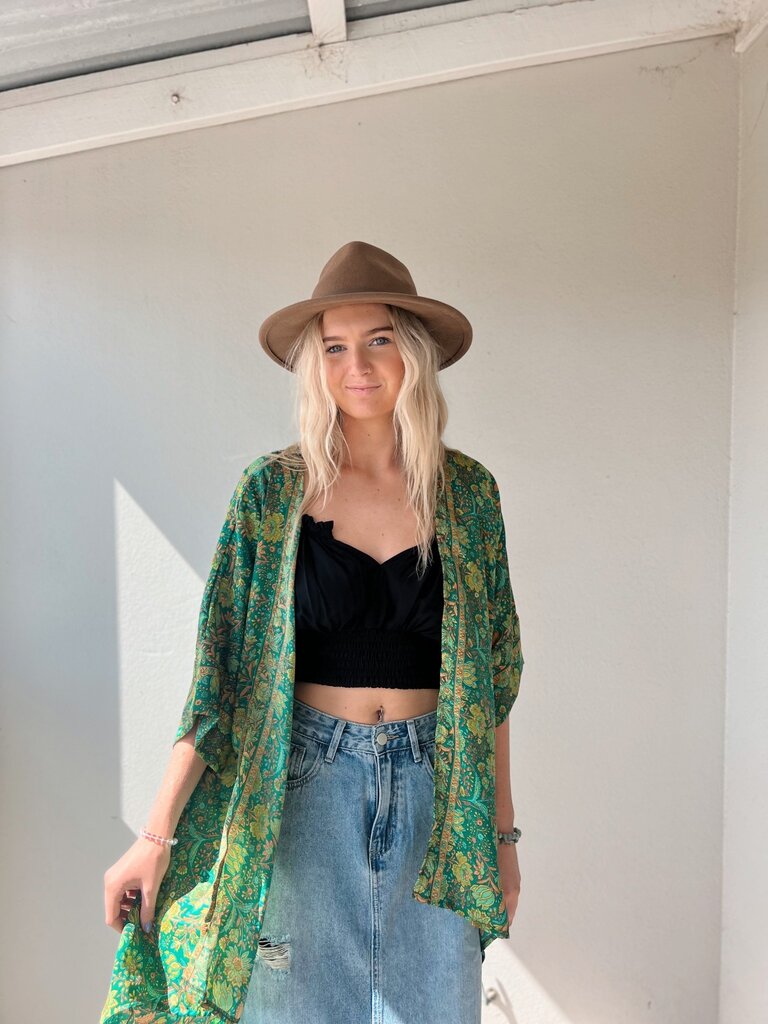 Naked Gypsy GREEN AADILA MIDI KIMONO