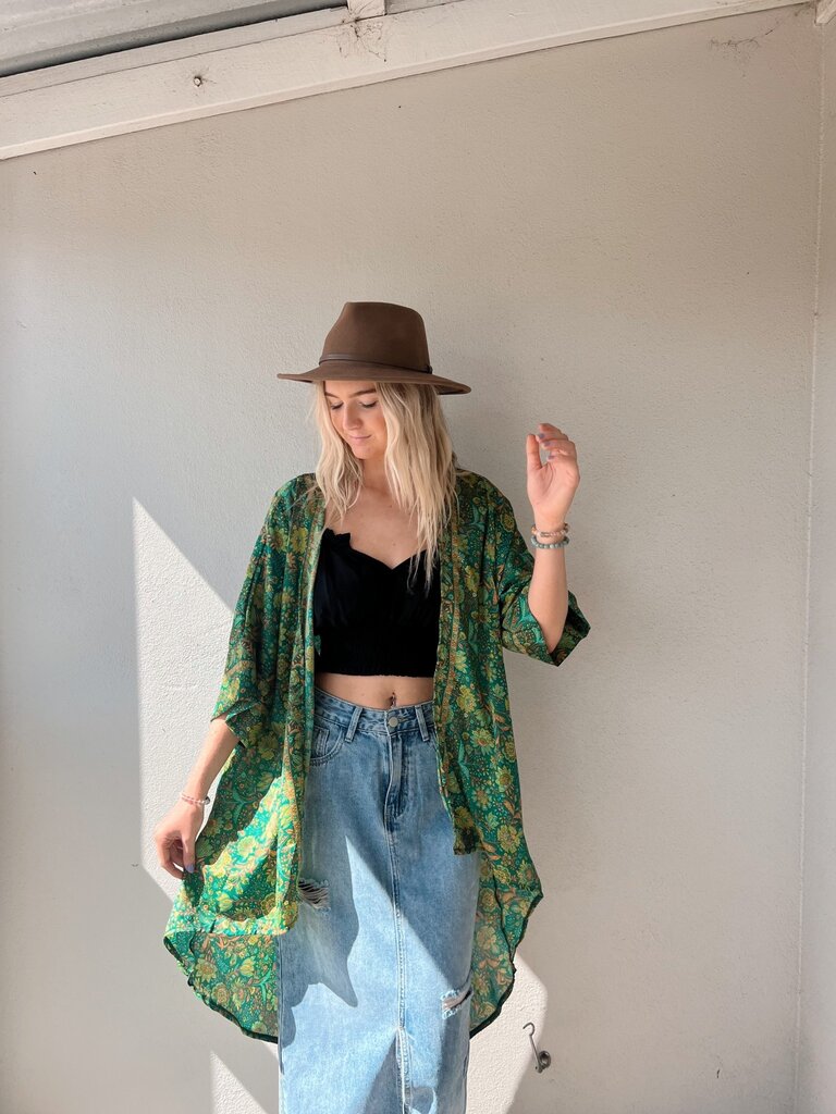 Naked Gypsy GREEN AADILA MIDI KIMONO