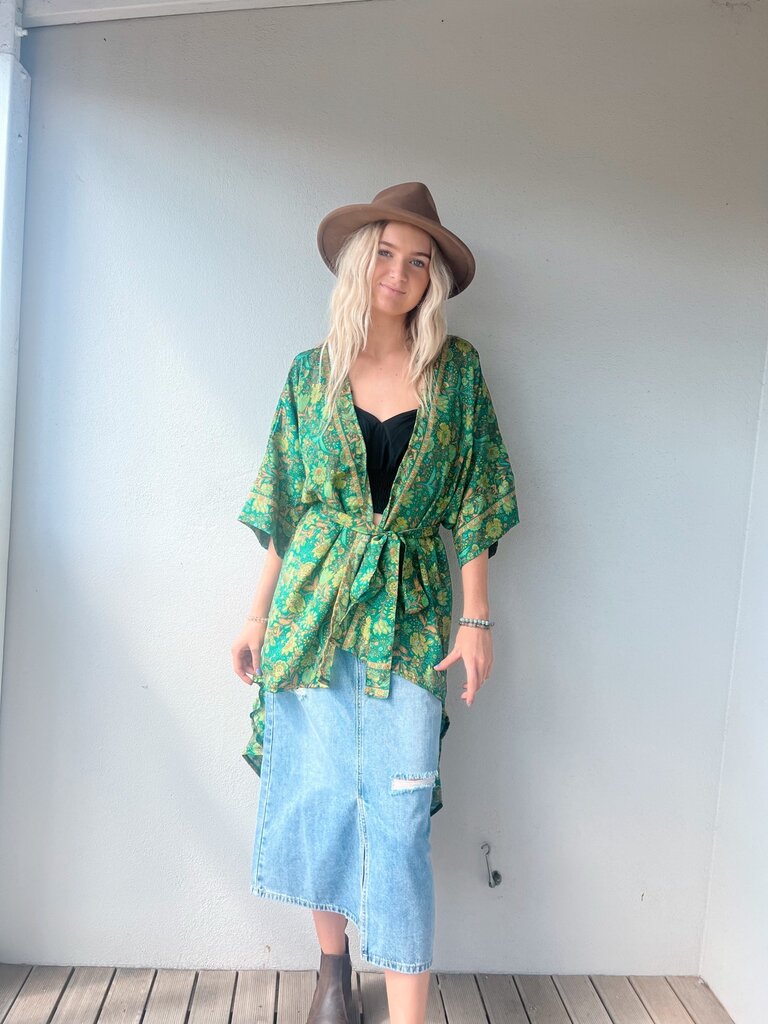 Naked Gypsy GREEN AADILA MIDI KIMONO