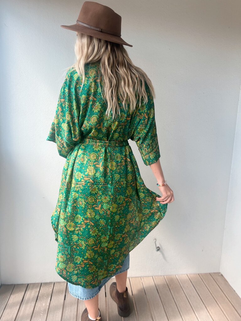 Naked Gypsy GREEN AADILA MIDI KIMONO
