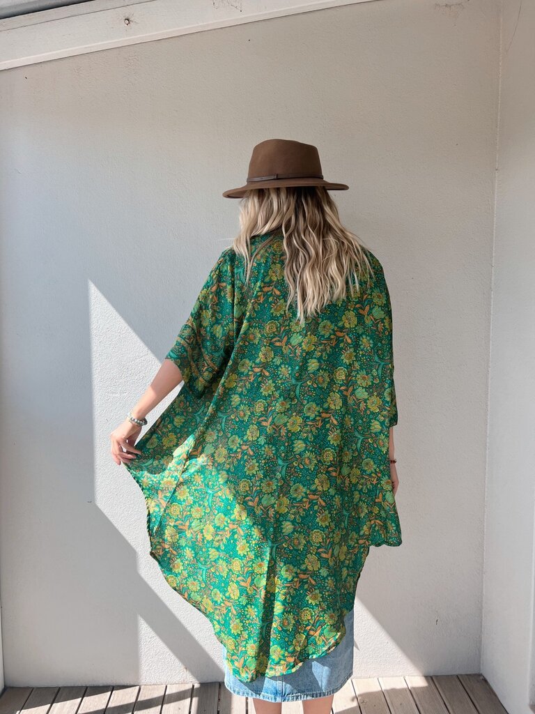 Naked Gypsy GREEN AADILA MIDI KIMONO