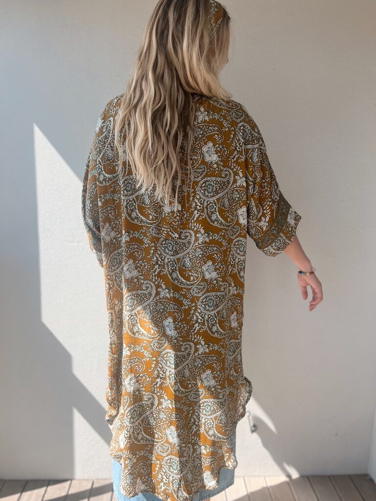 Naked Gypsy MUSTARD AADILA MIDI KIMONO