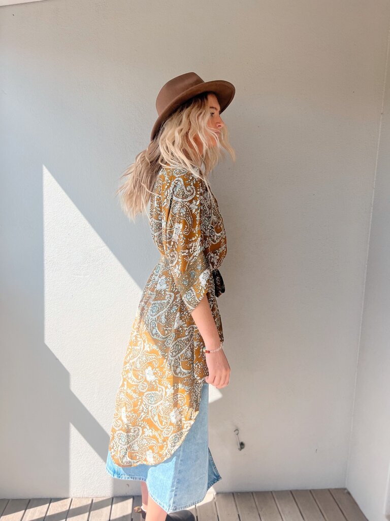 Naked Gypsy MUSTARD AADILA MIDI KIMONO