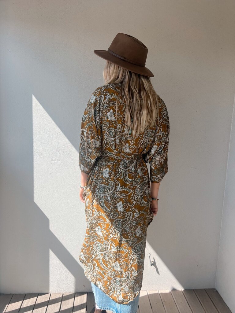 Naked Gypsy MUSTARD AADILA MIDI KIMONO