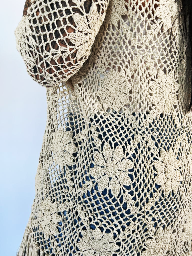 Naked Gypsy GODDESS VINTAGE CREAM CROCHET CARDIGAN