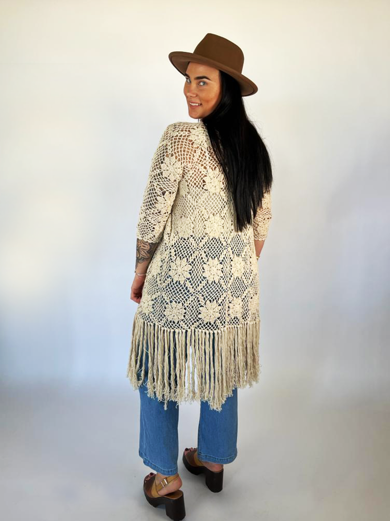 Naked Gypsy GODDESS VINTAGE CREAM CROCHET CARDIGAN