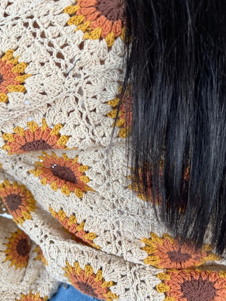 Naked Gypsy MANDALA CROPPED SUNFLOWER CROCHET CARDIGAN