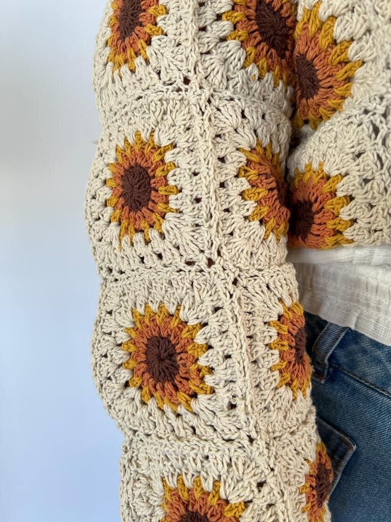 Naked Gypsy MANDALA CROPPED SUNFLOWER CROCHET CARDIGAN