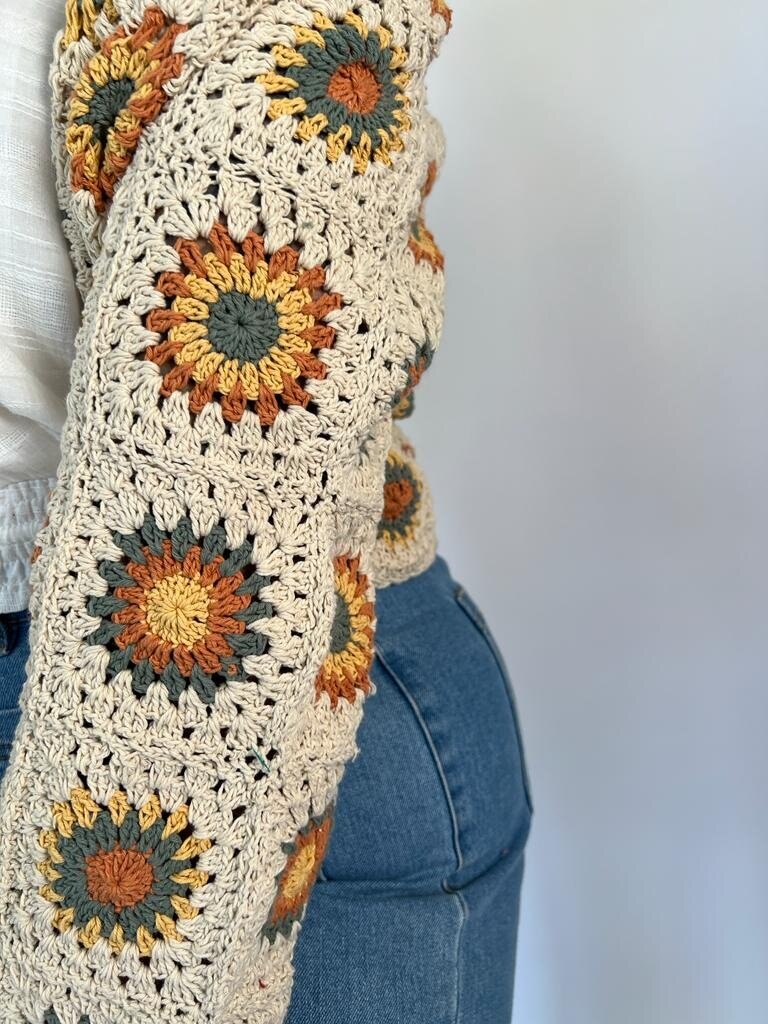 Naked Gypsy MANDALA CROPPED SAGE CROCHET CARDIGAN