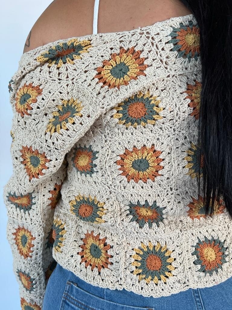 Naked Gypsy MANDALA CROPPED SAGE CROCHET CARDIGAN