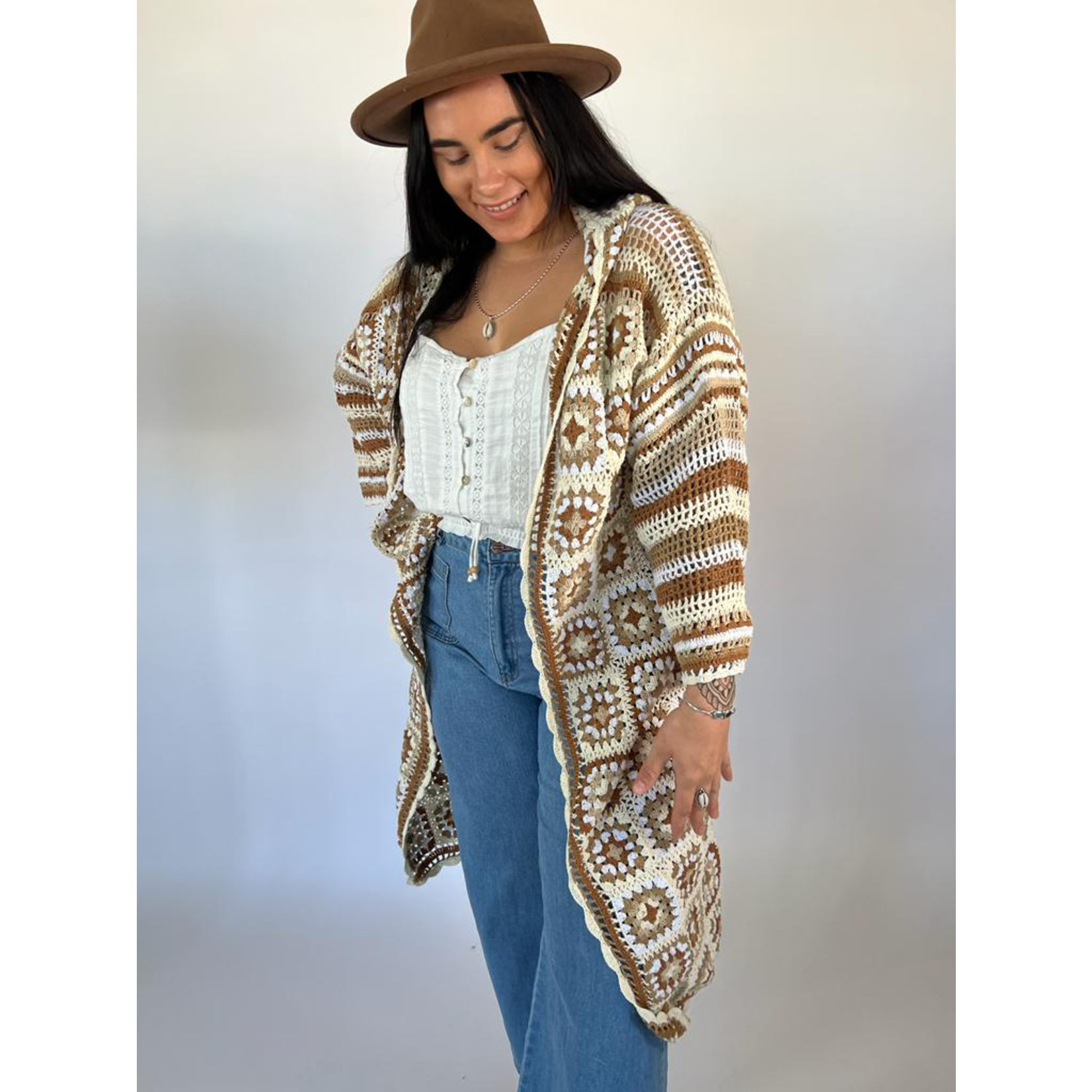 CROCHET CARDI DESERT DREAMER NATURAL - Naked Gypsy