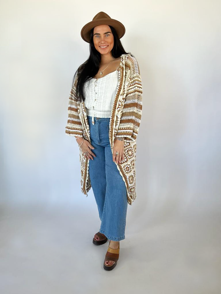 DESERT DREAMER NATURAL CROCHET CARDIGAN