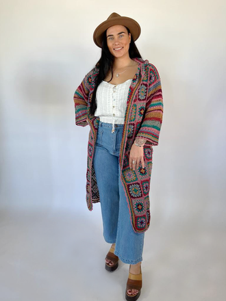 Naked Gypsy DESERT DREAMER WINE CROCHET CARDIGAN Naked Gypsy DESERT DREAMER WINE CROCHET CARDIGAN