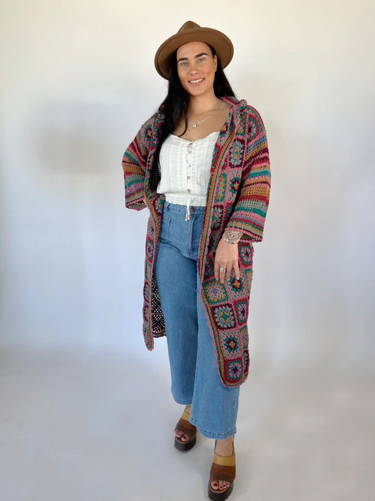 Naked Gypsy DESERT DREAMER WINE CROCHET CARDIGAN