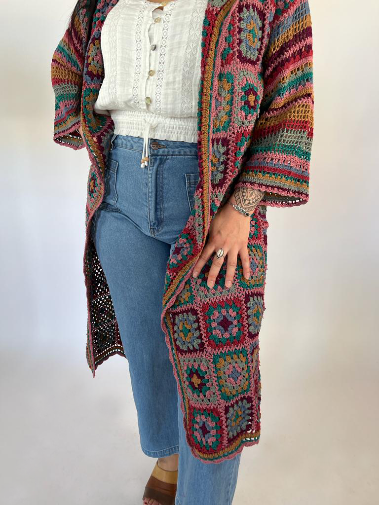 Naked Gypsy DESERT DREAMER WINE CROCHET CARDIGAN