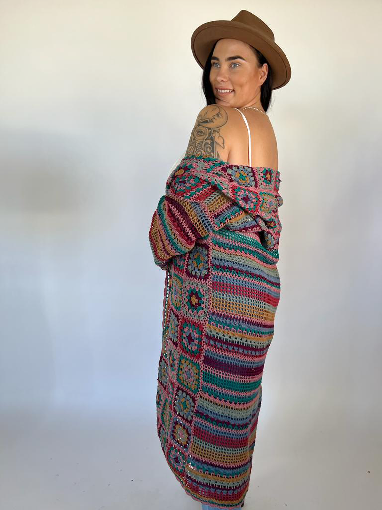 Naked Gypsy DESERT DREAMER WINE CROCHET CARDIGAN