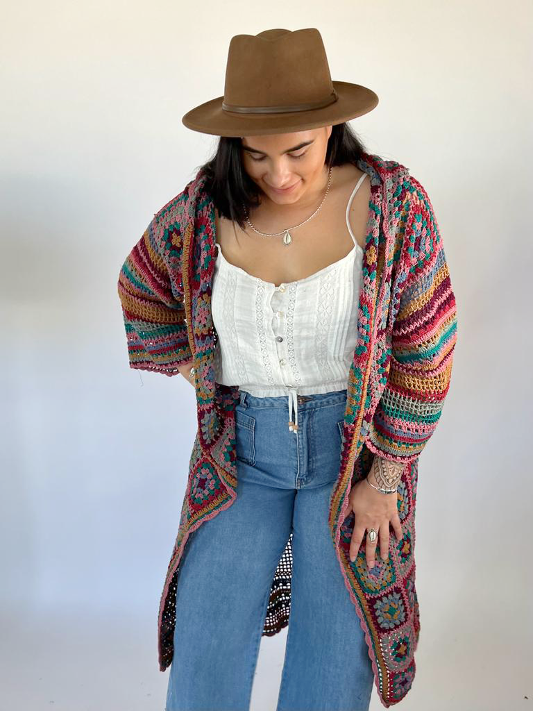 Naked Gypsy DESERT DREAMER WINE CROCHET CARDIGAN