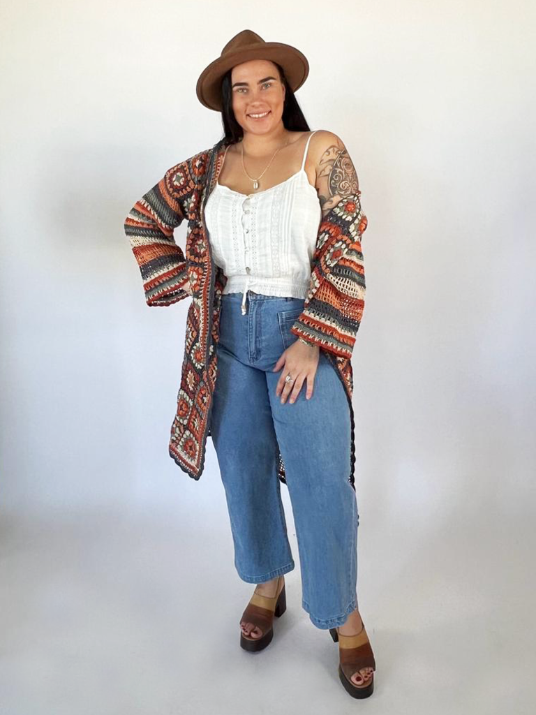 Naked Gypsy DESERT DREAMER WINE CROCHET CARDIGAN
