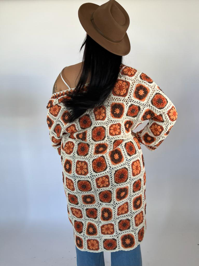 Naked Gypsy RETRO CHICK RUST CROCHET CARDIGAN