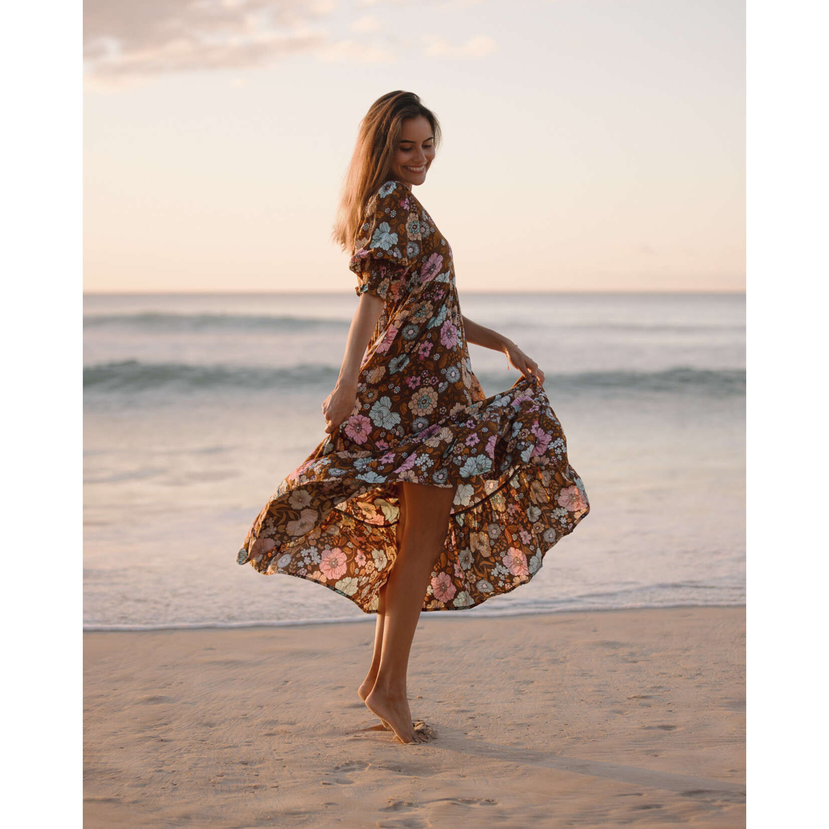 DRESS HS326P073 RAYA MAXI EVERBLOOM - Naked Gypsy