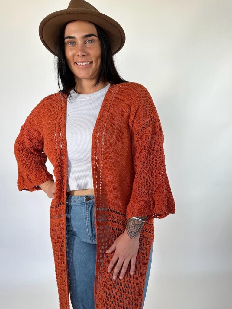Naked Gypsy ARIA CROCHET RUST CARDIGAN
