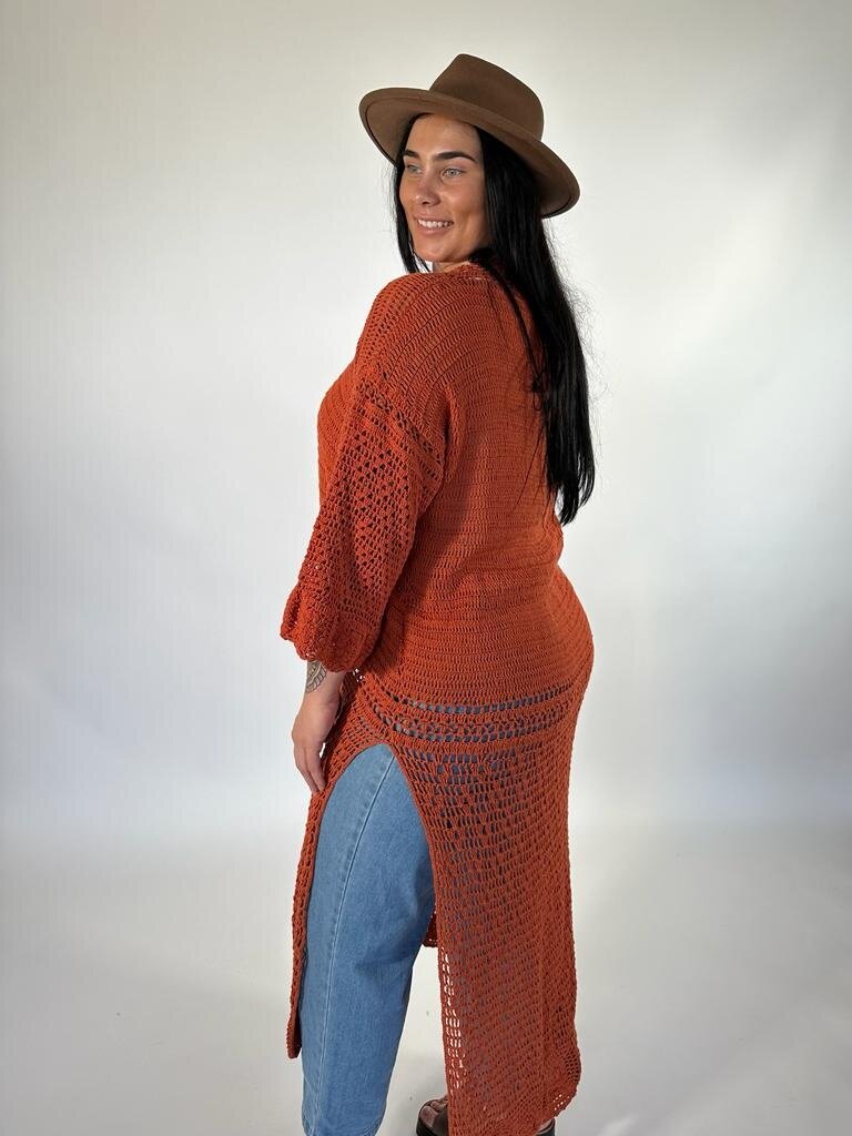 Naked Gypsy ARIA CROCHET RUST CARDIGAN