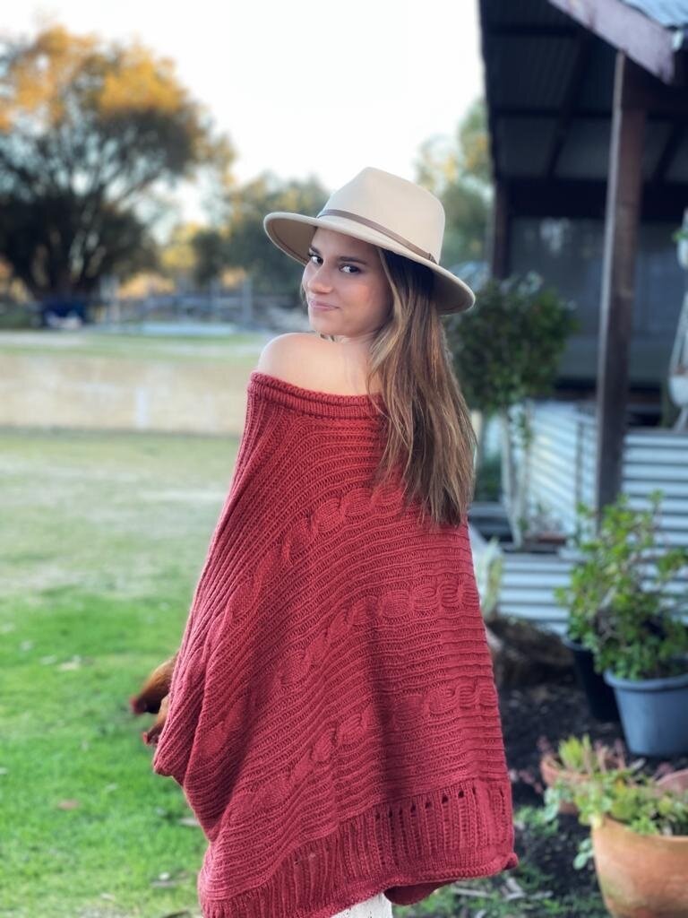 Naked Gypsy OVERSIZED CABLE SWEATER RUST