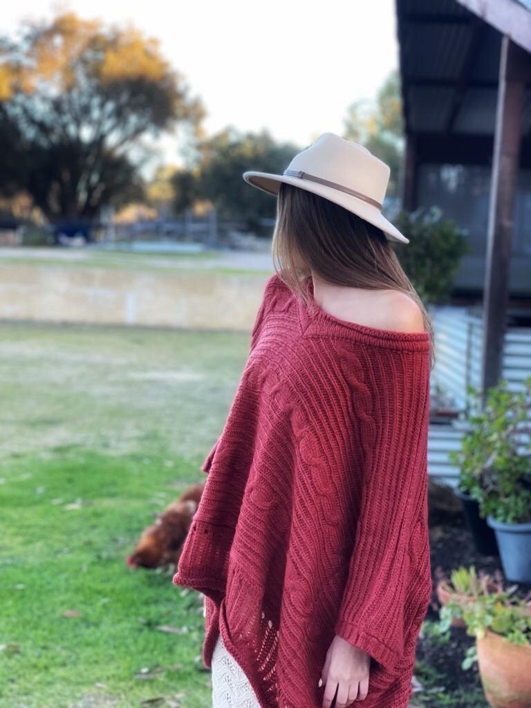 Naked Gypsy OVERSIZED CABLE SWEATER RUST