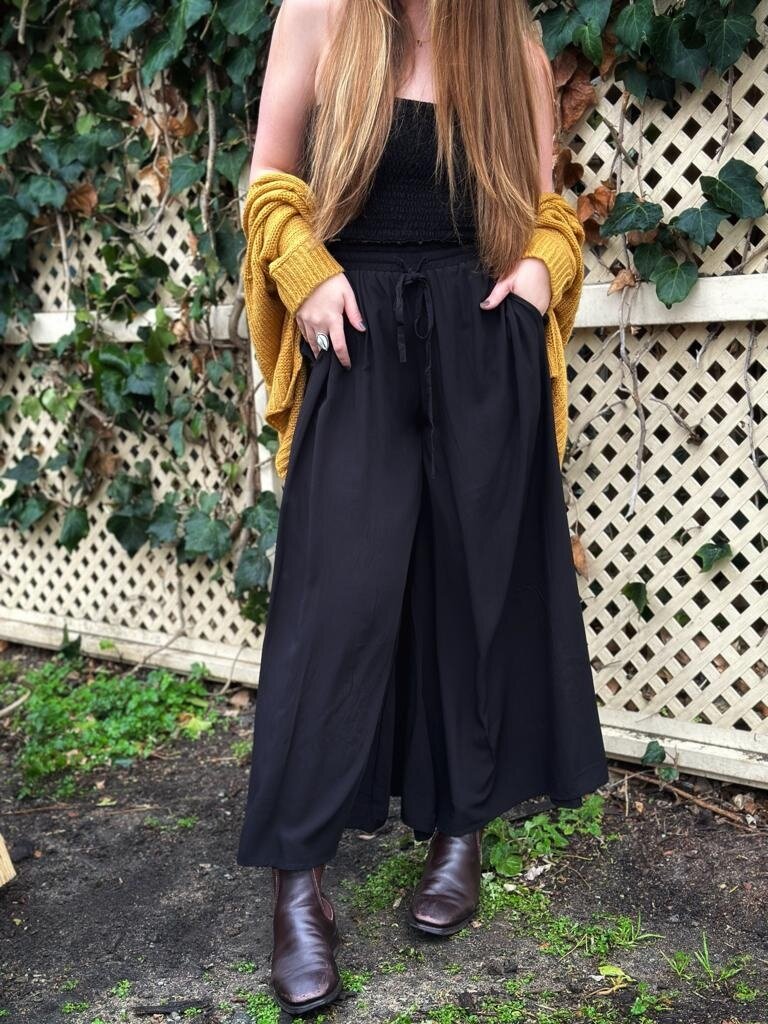 Naked Gypsy TIA WIDE LEG BLACK PANTS