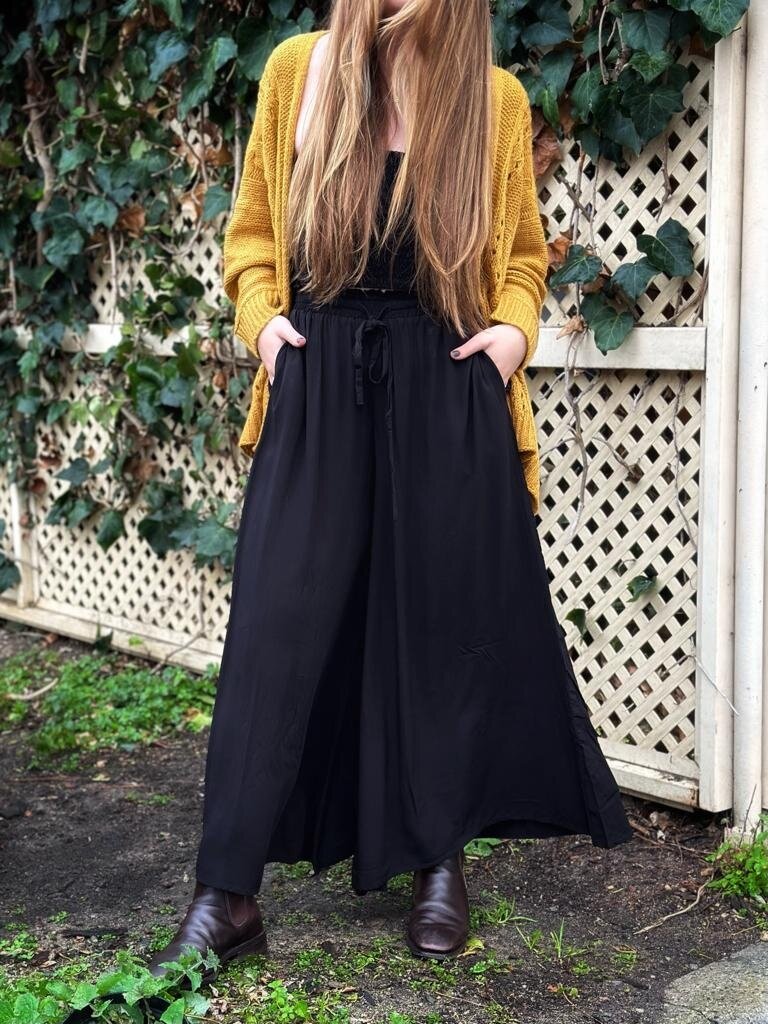 Naked Gypsy TIA WIDE LEG BLACK PANTS