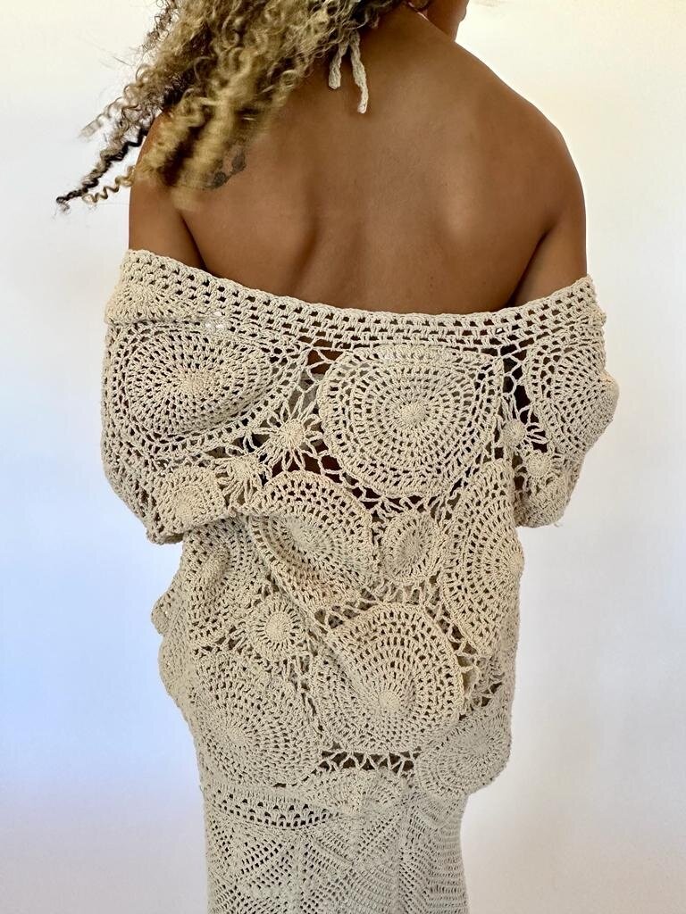 Naked Gypsy KAI CROCHET VINTAGE CREAM CARDIGAN